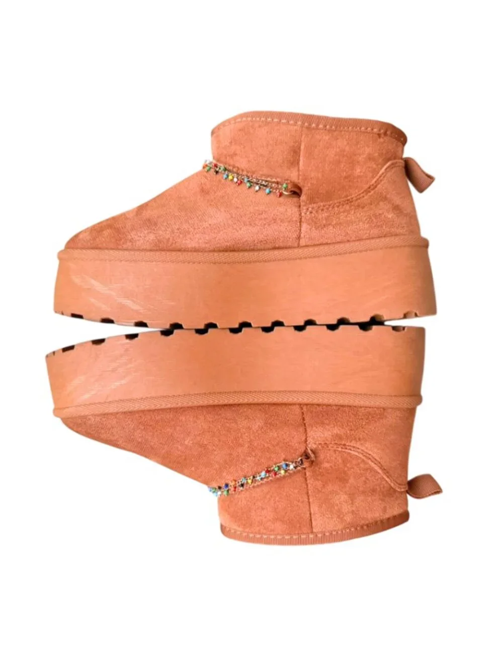 Mudd Brown Platform Mini Boots Faux Shearling Shoes Size US 5.5 / EU 35.5